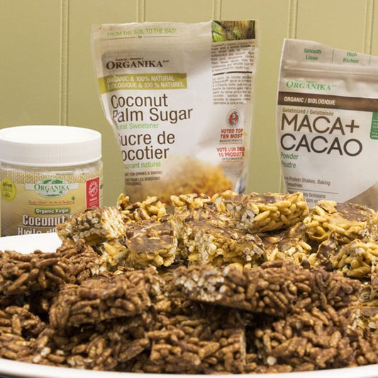 Peanut Butter & Cacao Rice Squares Recipes - Organika Health Products
