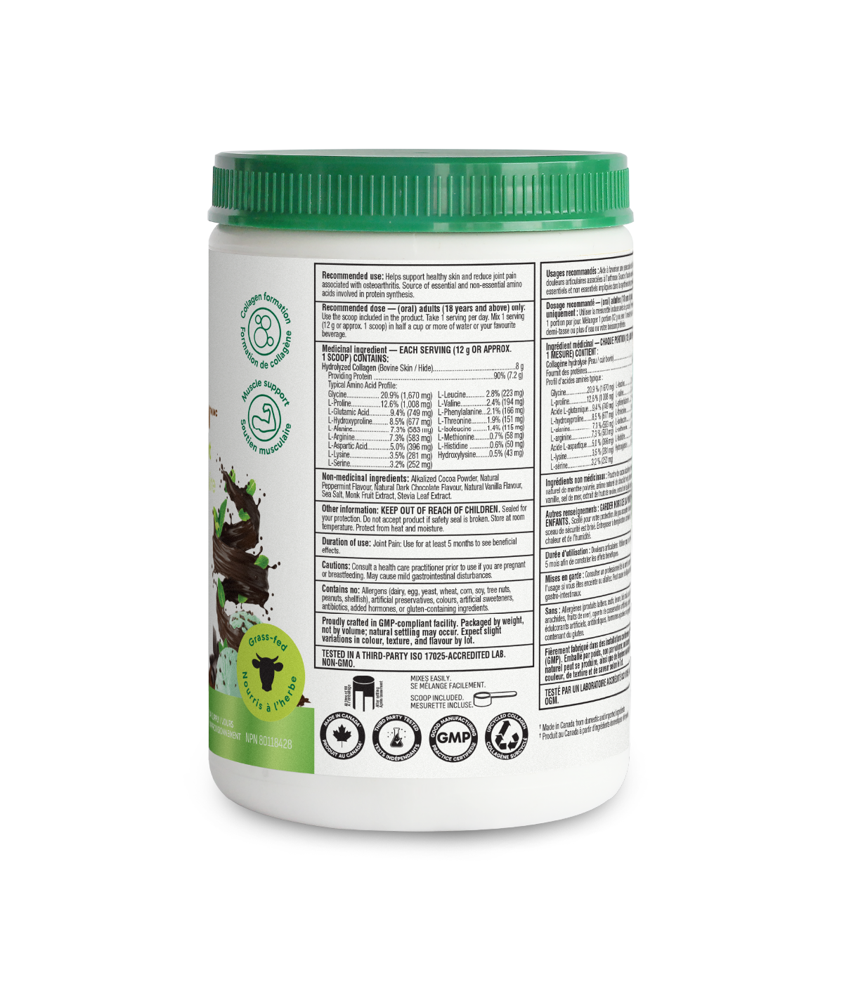 Dark Chocolate Chip Mint Enhanced Collagen Protein