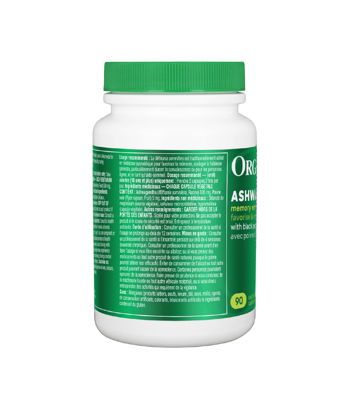 Ashwagandha with Black Pepper - 90 vcaps - Organika Health Products