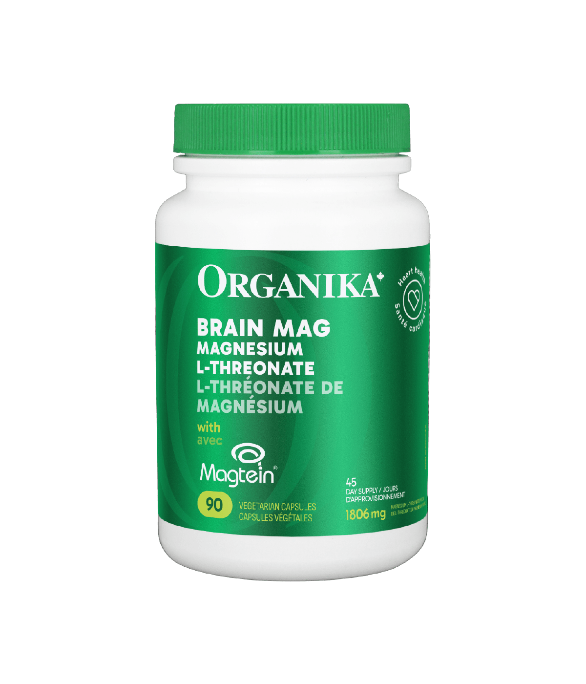 Brain Mag (Magnesium L - Threonate with Magtein) - 90 capsules - Organika Health Products