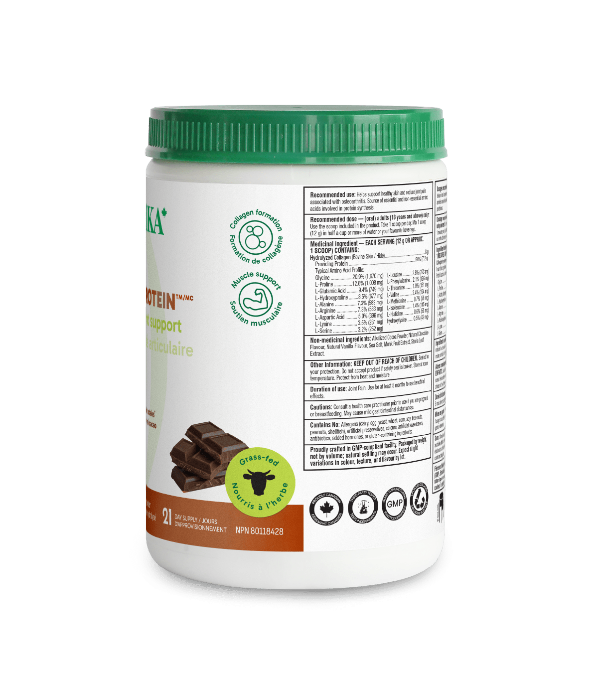 Chocolate Enhanced Collagen - 252 g - Organika Health Products