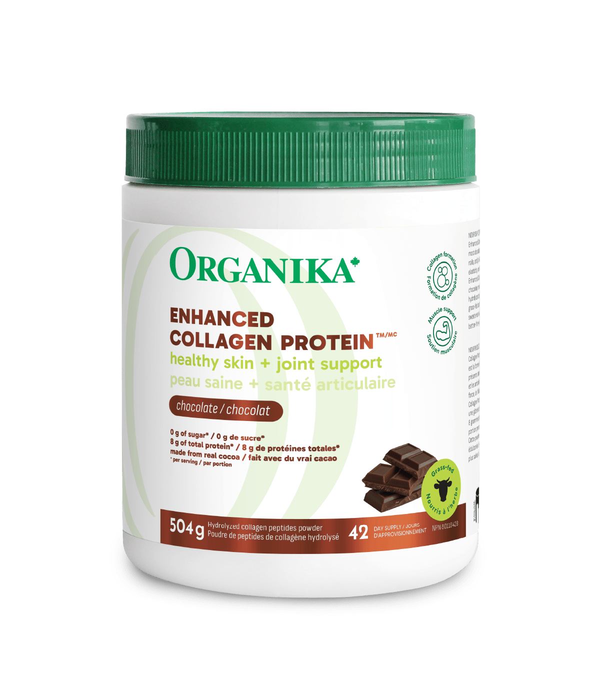 Chocolate Enhanced Collagen - 252 g - Organika Health Products