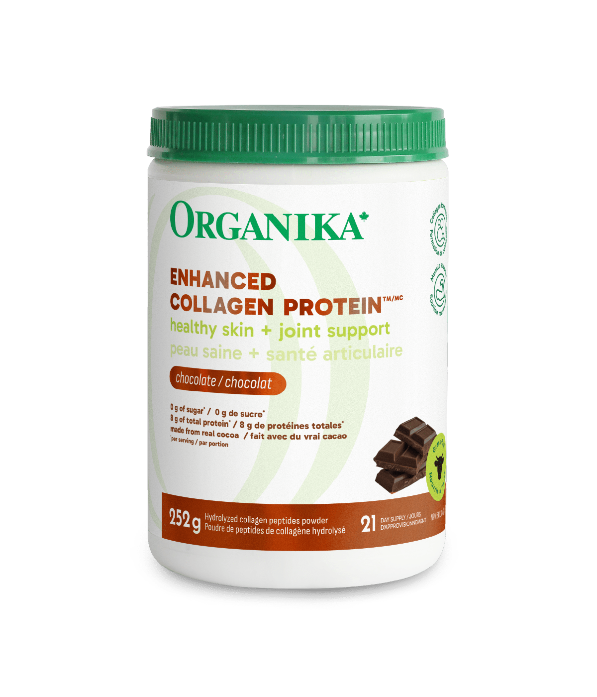Chocolate Enhanced Collagen - 252 g - Organika Health Products