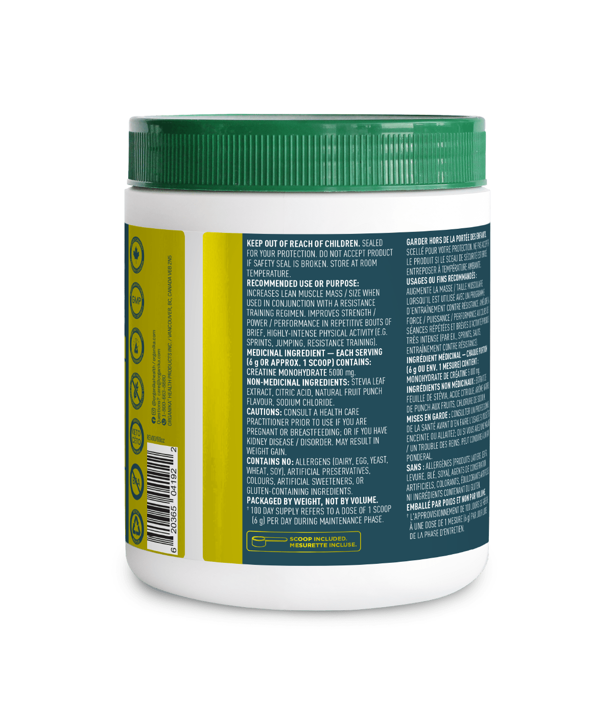 Creatine Powder - Fruit Punch - Fruit Punch - Organika Health Products