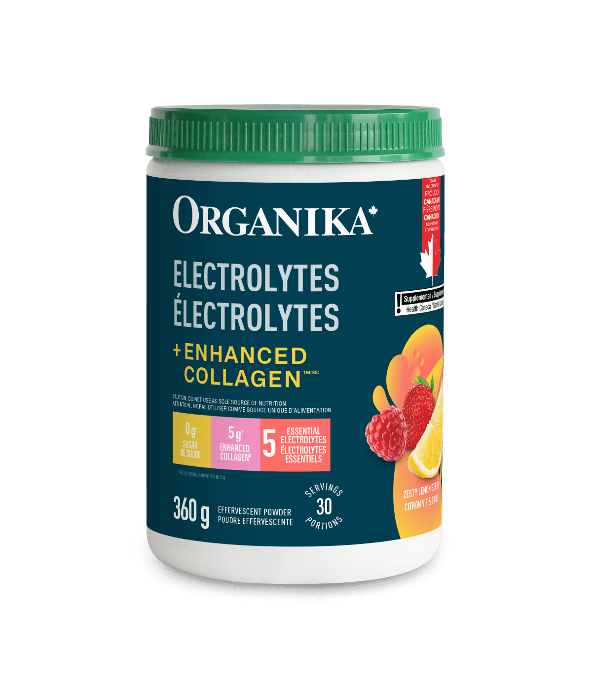 Electrolytes + Enhanced Collagen - Zesty Lemon Berry - Zesty Lemon Berry - Organika Health Products
