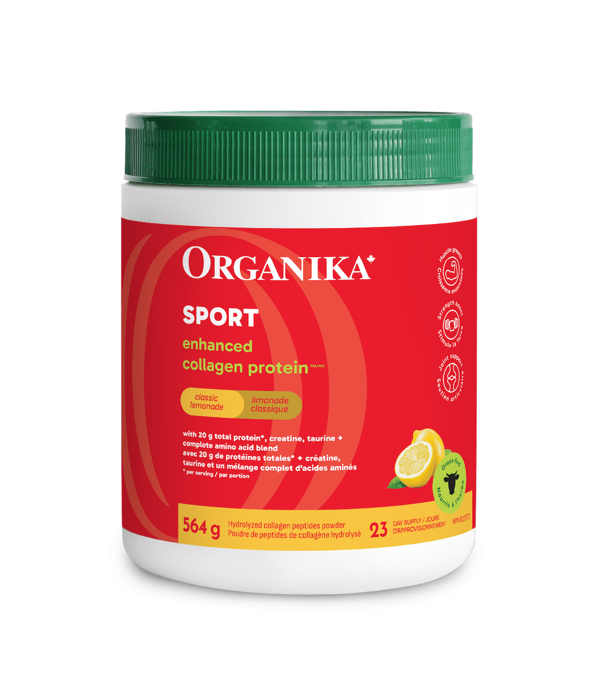 Enhanced Collagen Protein Sport - Classic Lemonade - 564 g - Organika Health Products