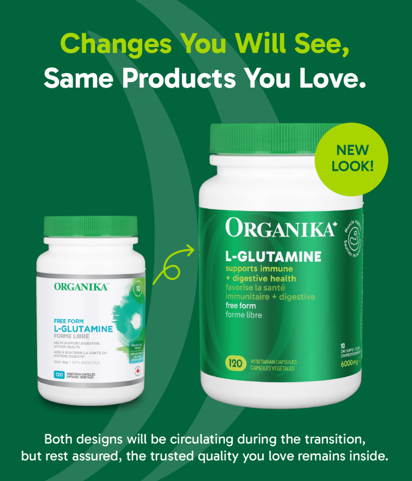 Free - Form L - Glutamine Capsules - 500 mg / 120 capsules - Organika Health Products
