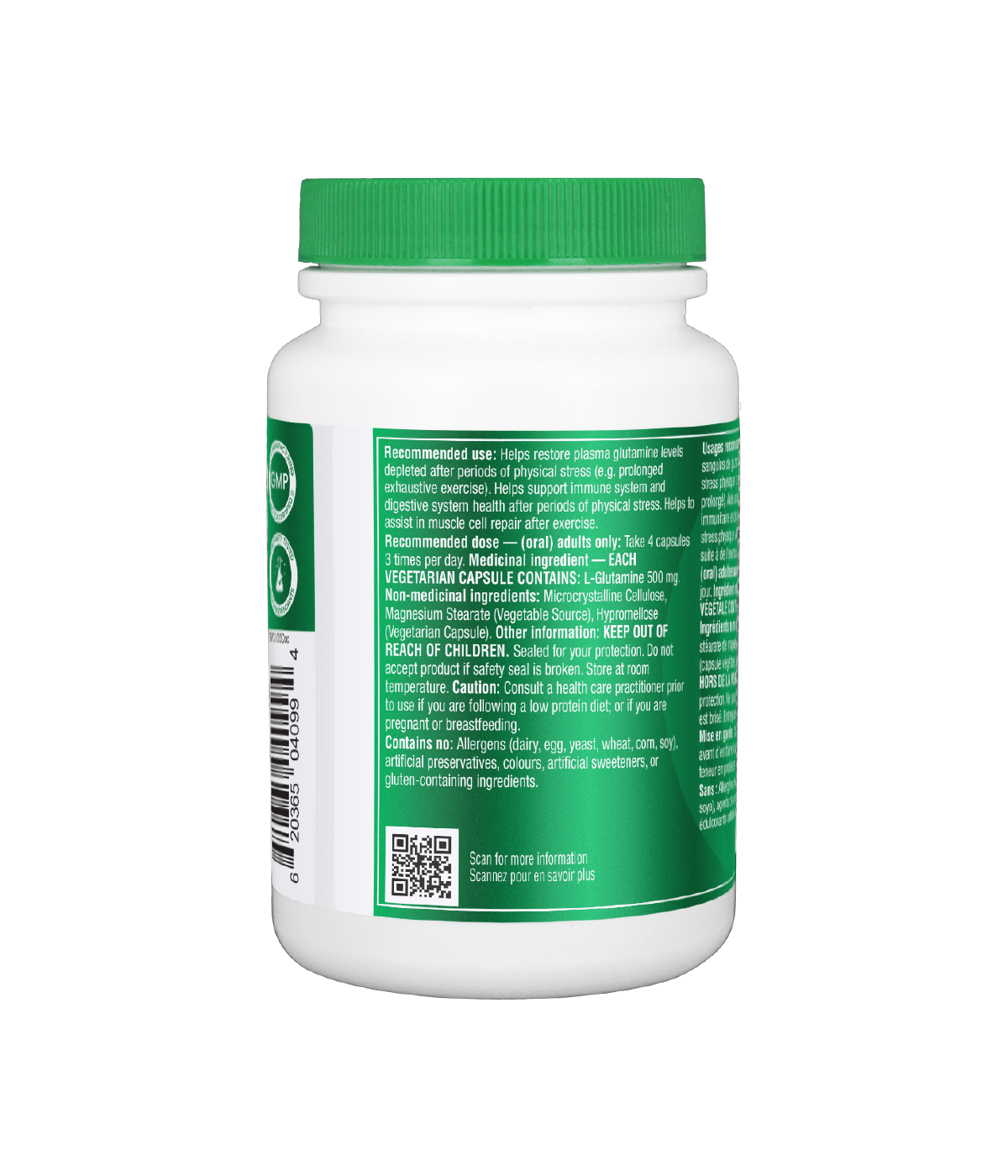 Free - Form L - Glutamine Capsules - 500 mg / 120 capsules - Organika Health Products