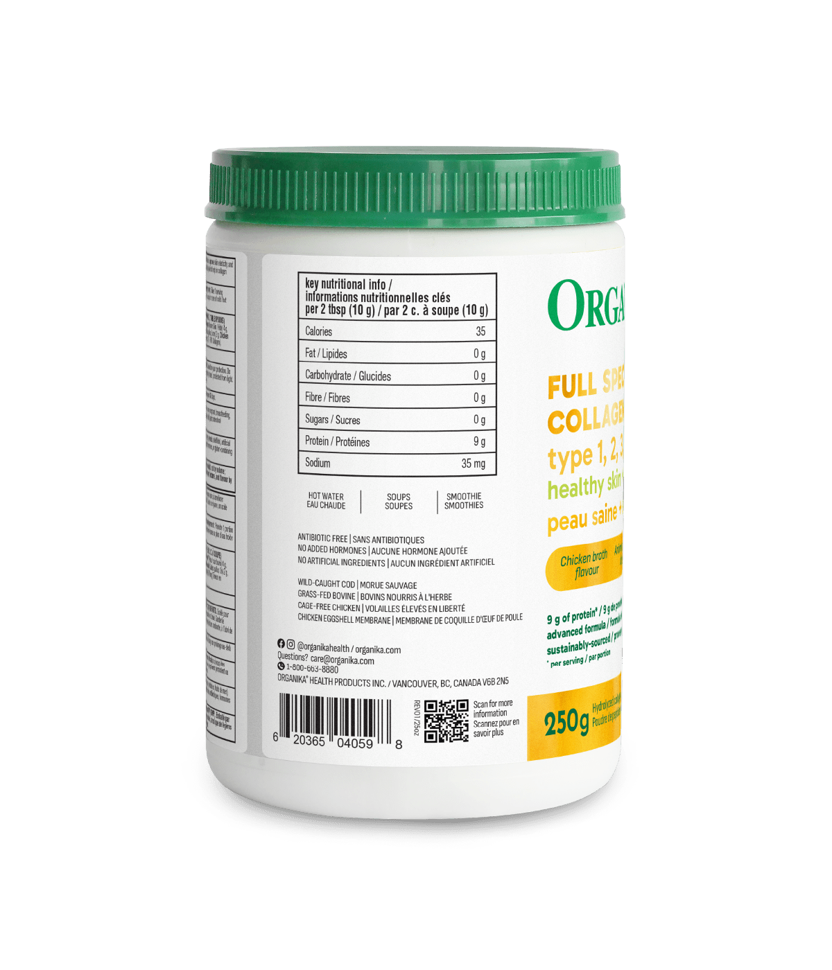 Full Spectrum Collagen 1, 2, 3, 5, 10 - Light Chicken Broth - Organika Health Products