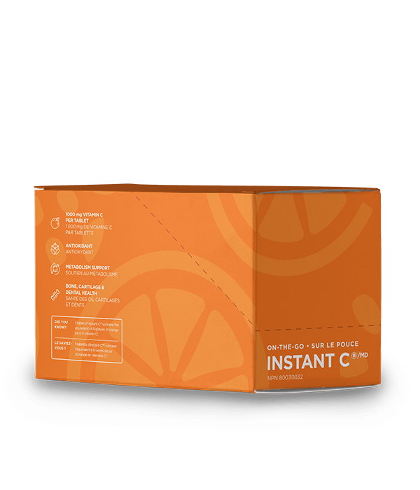 Instant C Effervescent with Stevia - Orange - Box Pack (8 tubes) - Organika Health Products