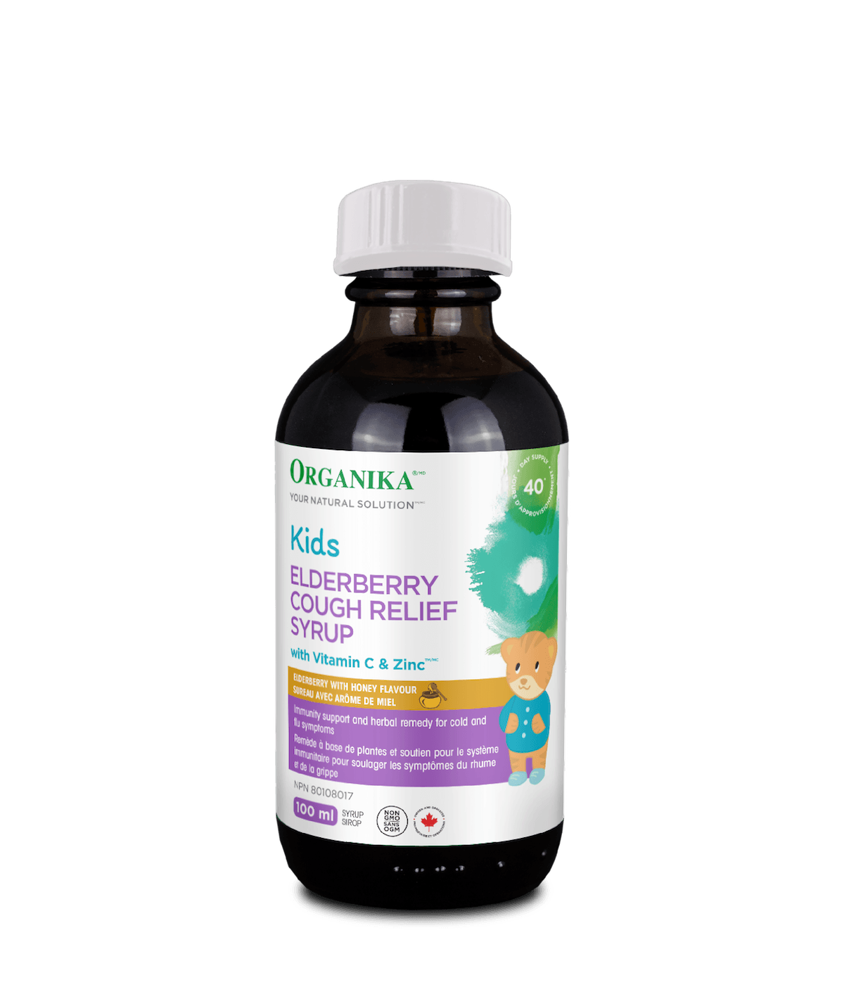 Kids Elderberry Cough Relief Syrup - Honey - Organika Health Products