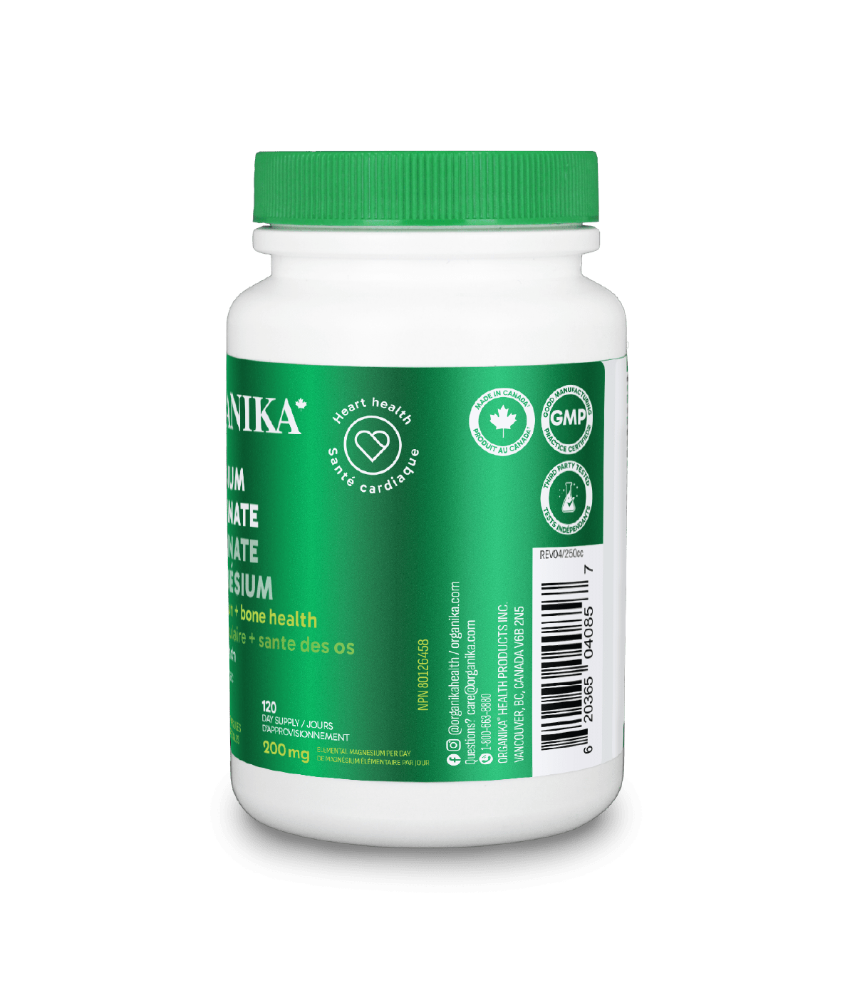Magnesium Bisglycinate - 120 Vcaps - Organika Health Products