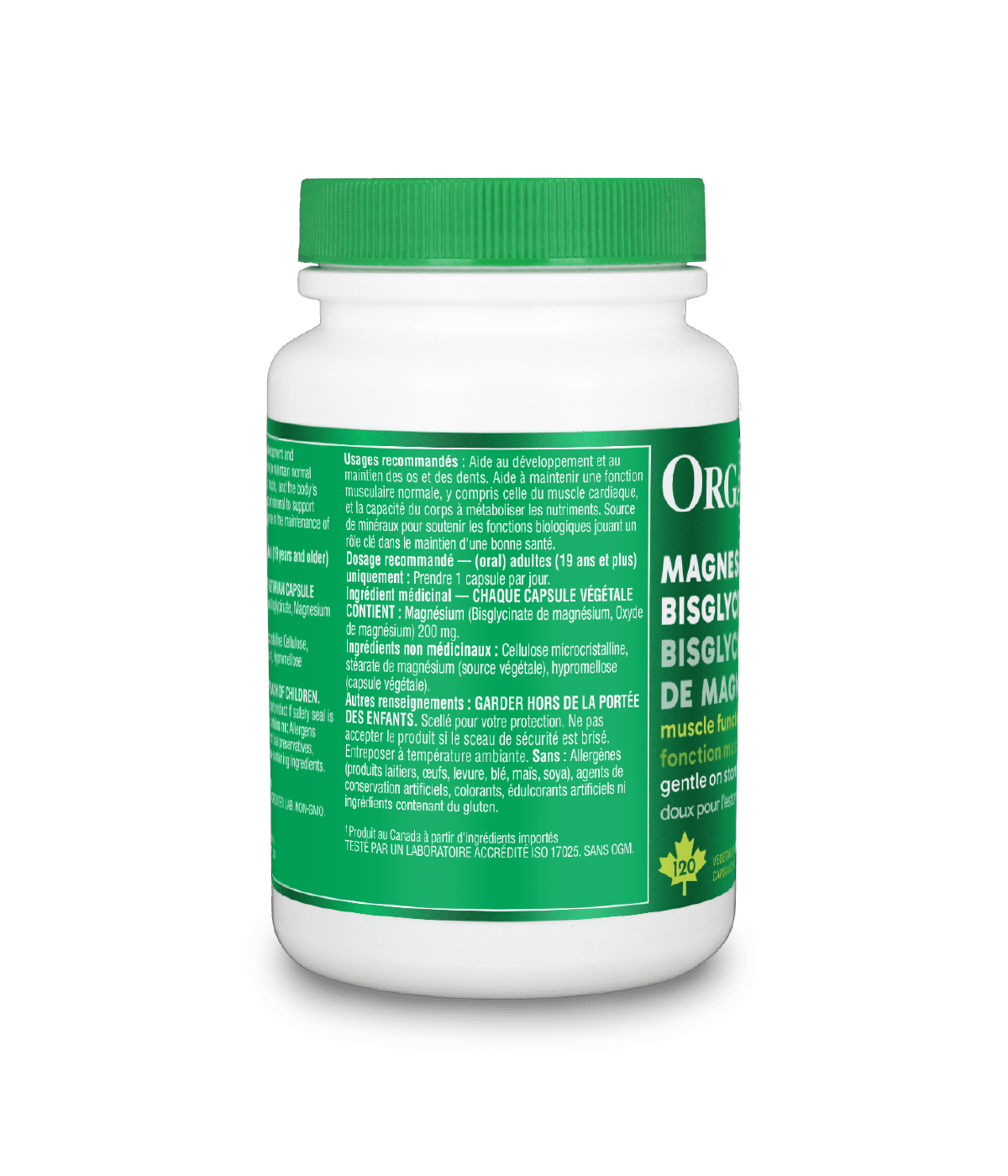 Magnesium Bisglycinate - 120 Vcaps - Organika Health Products