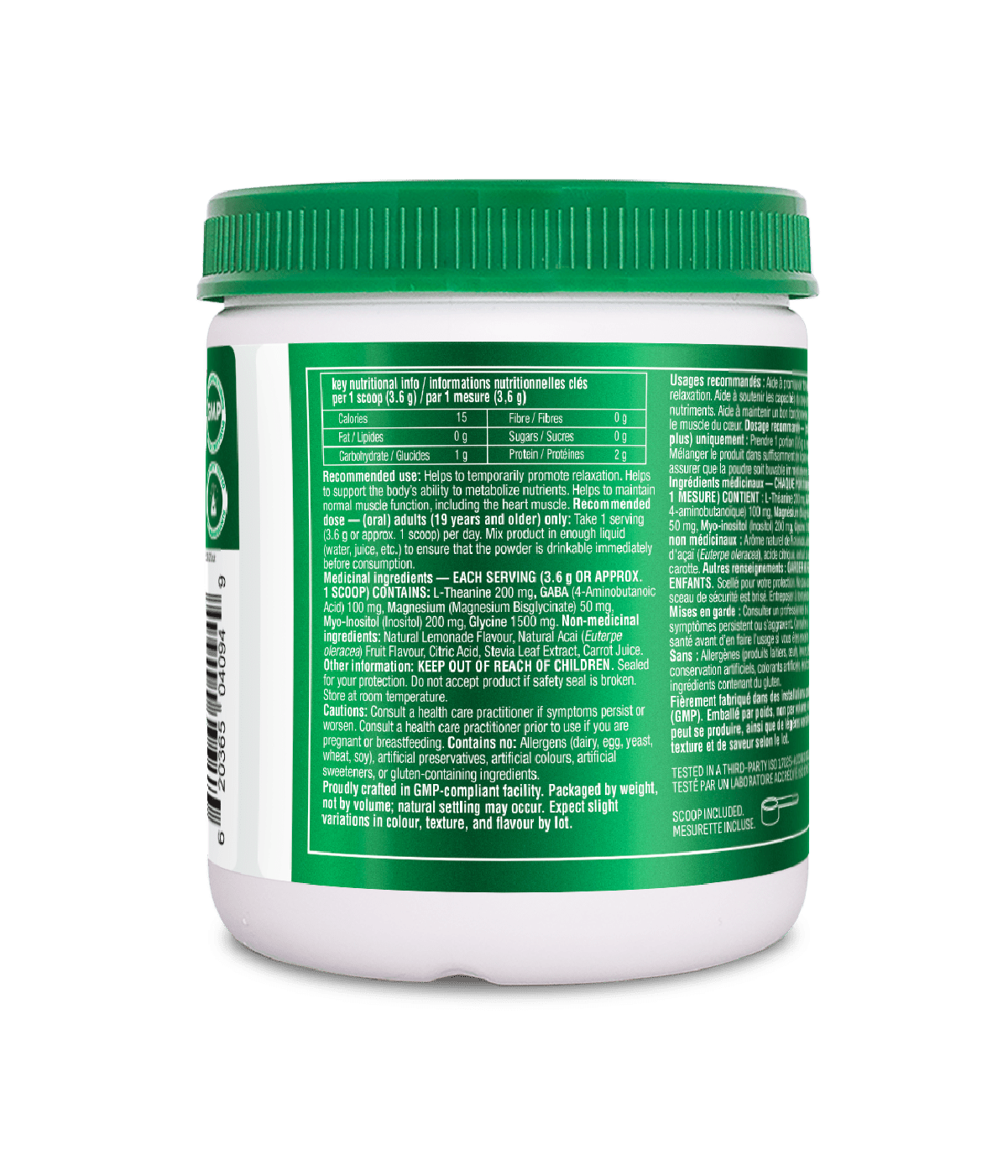 Mind Calm Powder with Magnesium Bisglycinate & L - Theanine - Açai Lemonade Flavour - Organika Health Products