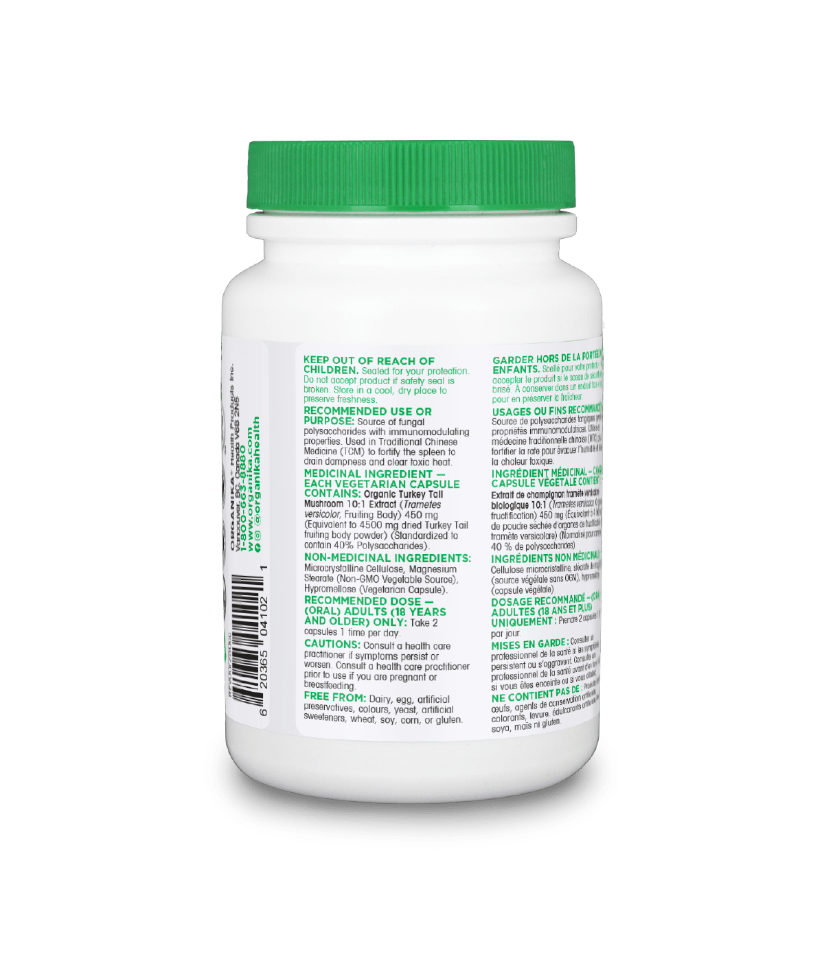 Turkey Tail Organic Mushroom 10:1 Extract - 90 capsules - Organika Health Products