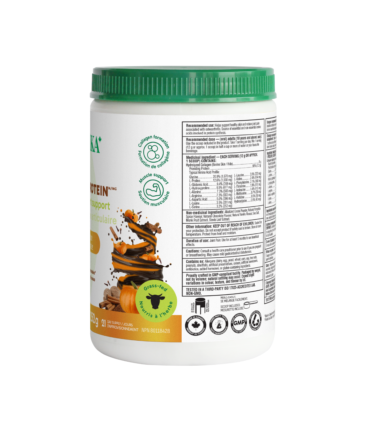 Dark Chocolate Pumpkin Spice Enhanced Collagen Protein