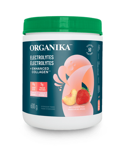 Electrolytes + Enhanced Collagen™ - Juicy Strawberry Peach 600 g - Juicy Strawberry Peach - Organika Health Products