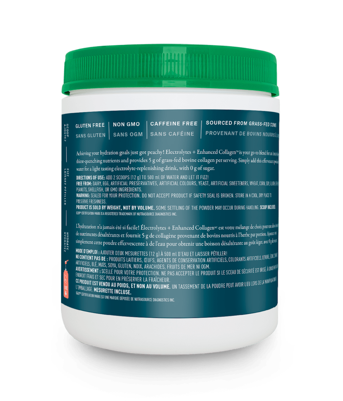 Electrolytes + Enhanced Collagen™ - Juicy Strawberry Peach 600 g - Juicy Strawberry Peach - Organika Health Products