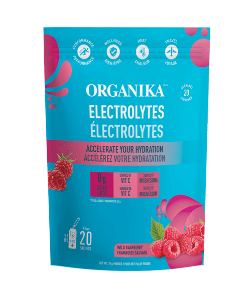 Electrolytes Sachets - Wild Raspberry - 20 Pack - Organika Health Products