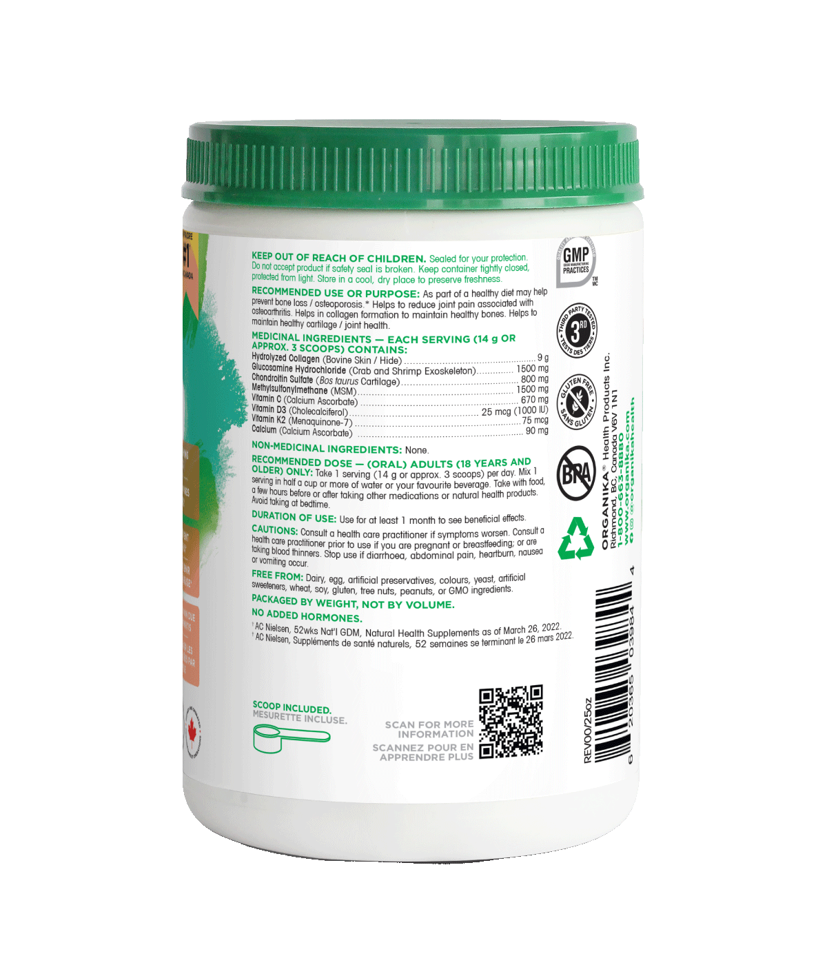 Enhanced Collagen Bone & Joint - 280 g - Organika Health Products