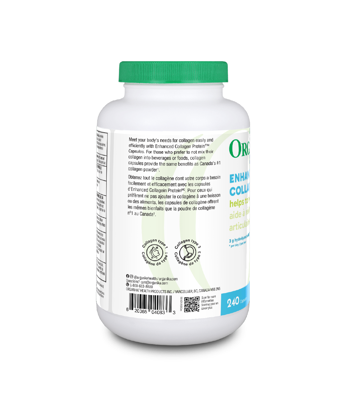 Enhanced Collagen Protein Capsules - 240 Capsules - Organika Health Products
