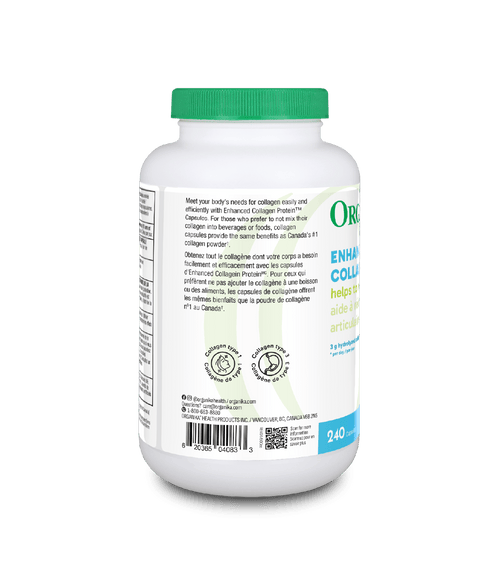 Enhanced Collagen Protein Capsules - 240 Capsules - Organika Health Products