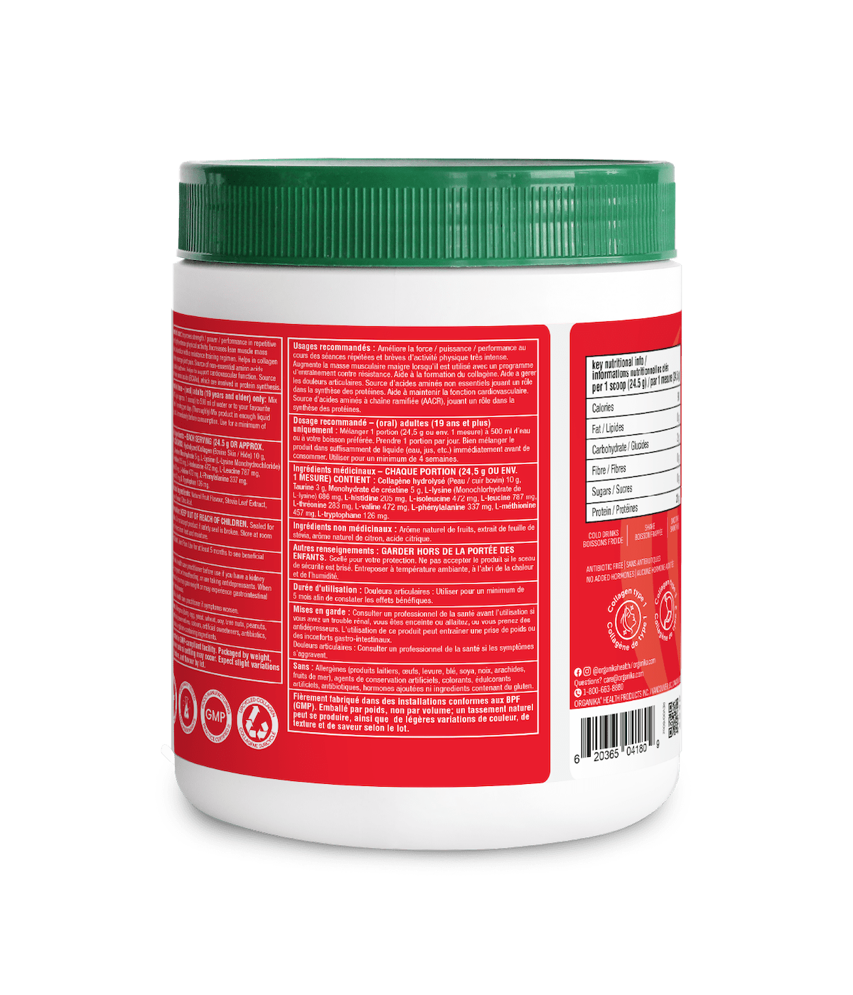 Enhanced Collagen Protein Sport - Classic Lemonade - 564 g - Organika Health Products
