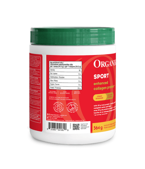 Enhanced Collagen Protein Sport - Classic Lemonade - 564 g - Organika Health Products