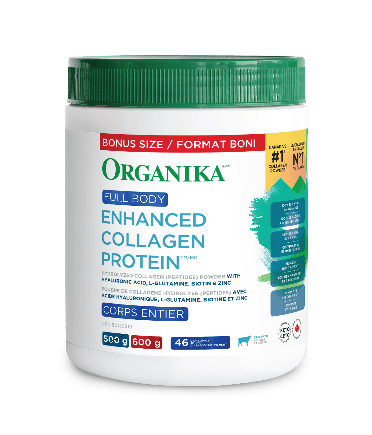 Full Body Enhanced Collagen Protein - 600 g - Organika Health Products