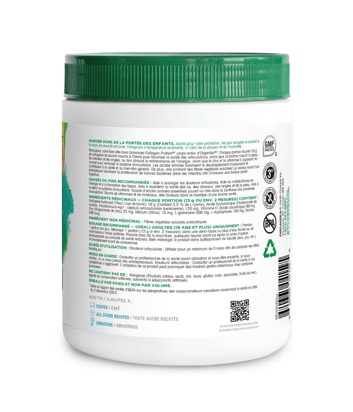 Full Body Enhanced Collagen Protein - 600 g - Organika Health Products