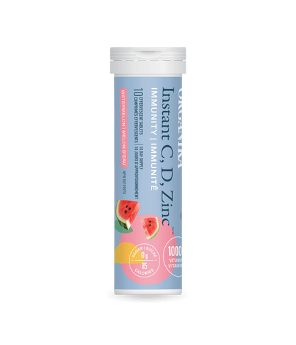 Instant C, D, Zinc Immunity Effervescent - Watermelon - Single Tube - Organika Health Products