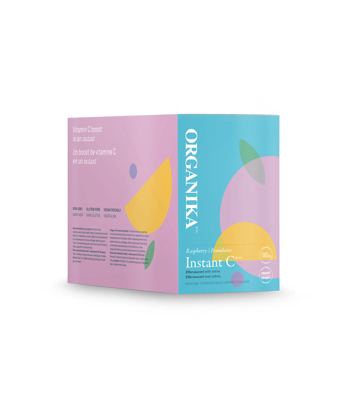 Instant C Effervescent with Stevia - Raspberry - Box Pack (8 tubes) - Organika Health Products