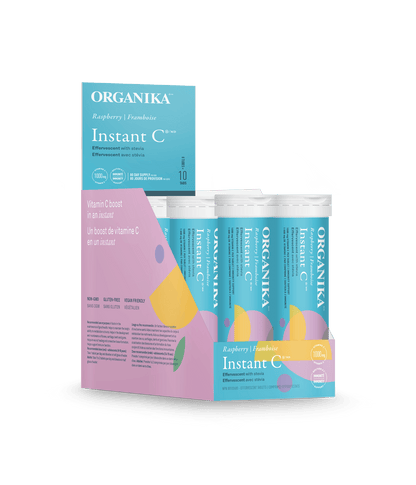 Instant C Effervescent with Stevia - Raspberry - Box Pack (8 tubes) - Organika Health Products