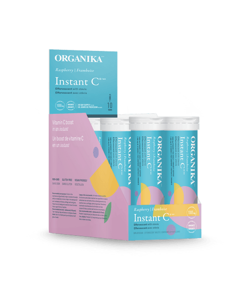 Instant C Effervescent with Stevia - Raspberry - Box Pack (8 tubes) - Organika Health Products