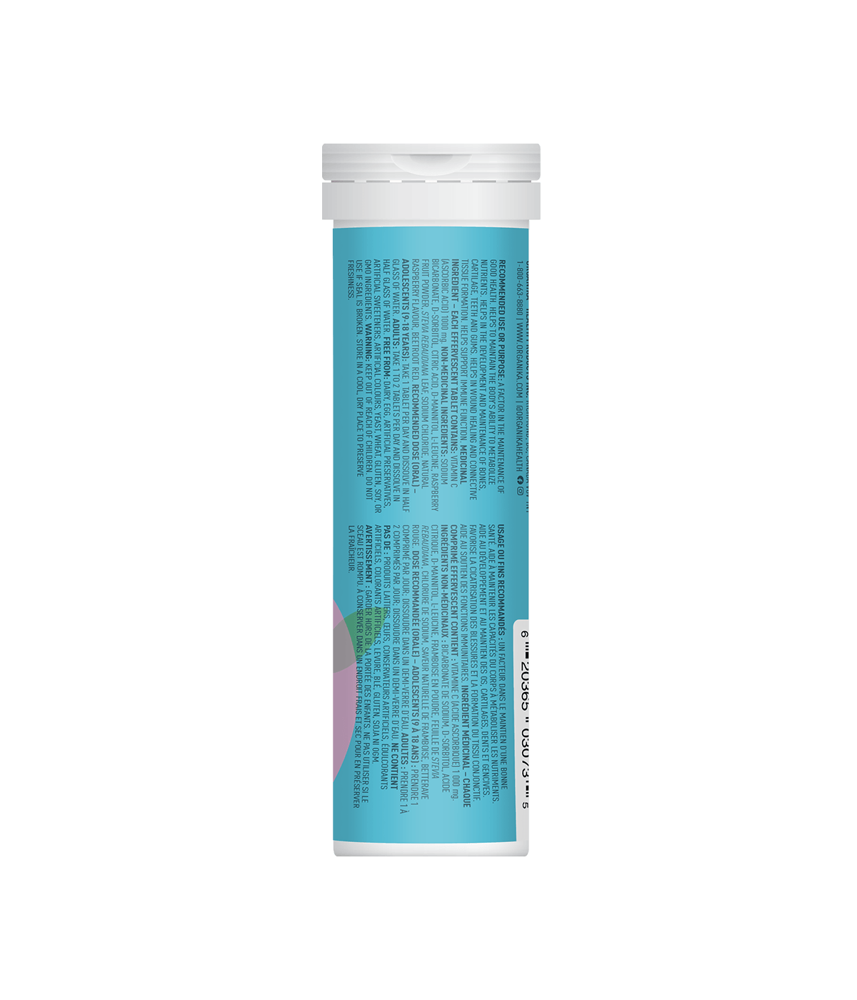 Instant C Effervescent with Stevia - Raspberry - Single Tube - Organika Health Products