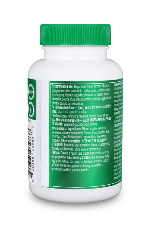 Liposomal Vitamin C 500mg - 60 Vcaps - Organika Health Products