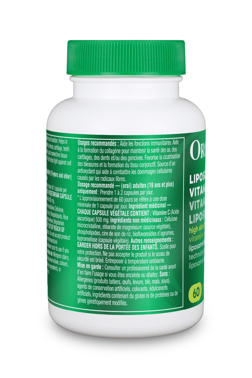 Liposomal Vitamin C 500mg - 60 Vcaps - Organika Health Products