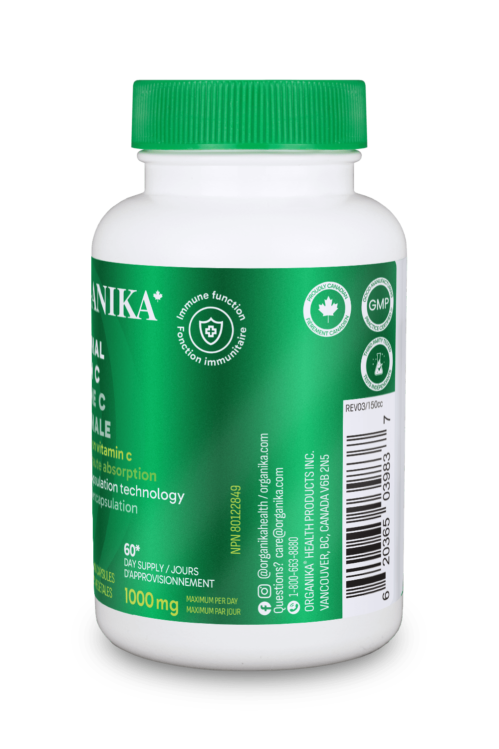 Liposomal Vitamin C 500mg - 60 Vcaps - Organika Health Products