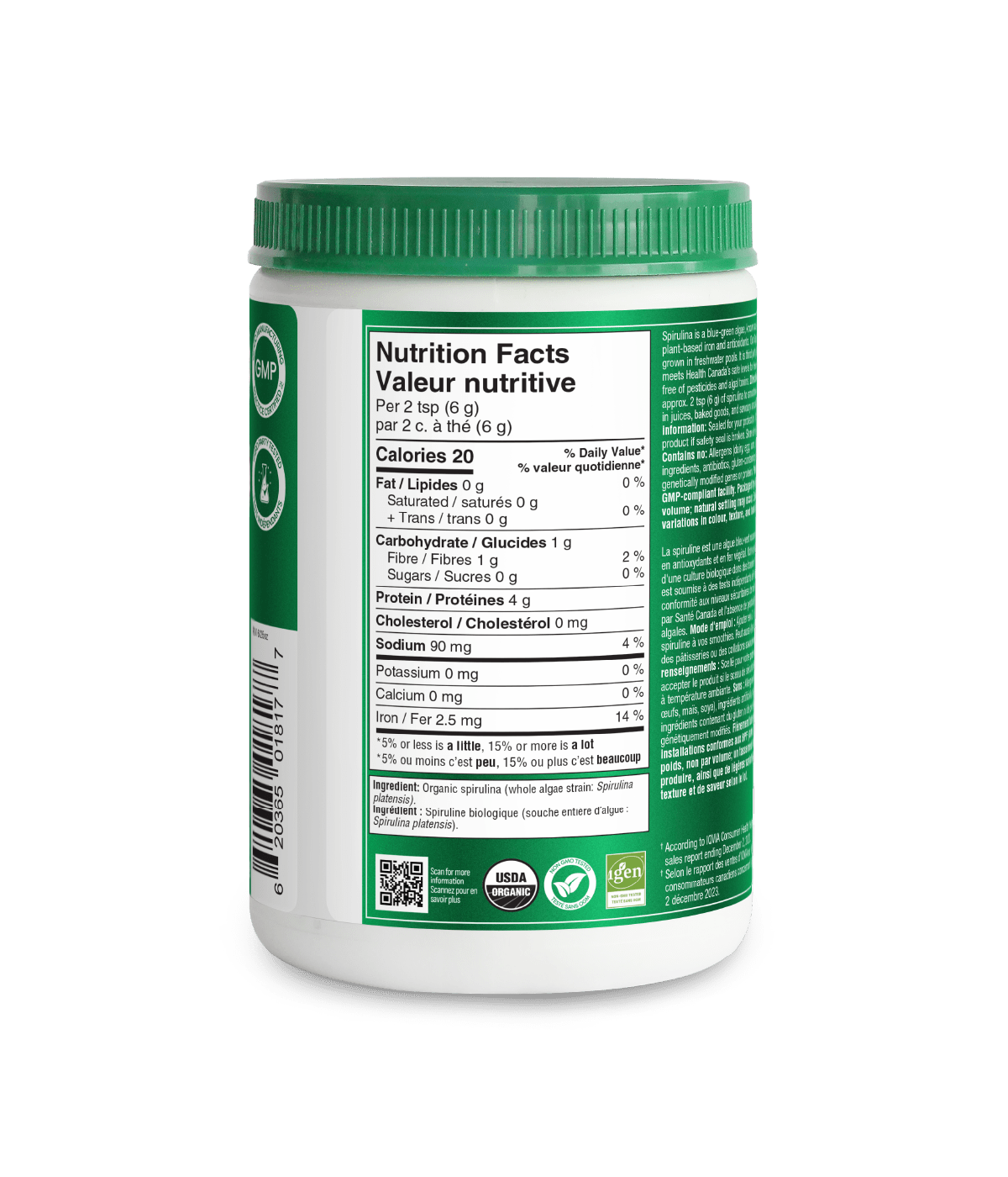 Organic Spirulina Powder - 300 g - Organika Health Products