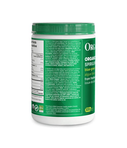 Organic Spirulina Powder - 300 g - Organika Health Products