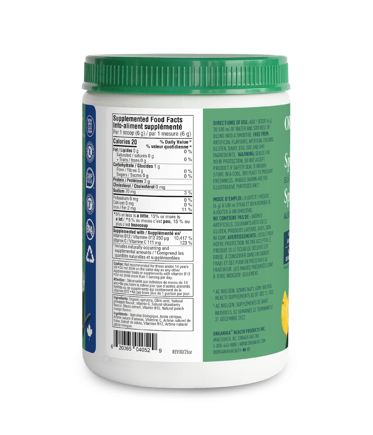 Spirulina + B12 - 250 g - Organika Health Products