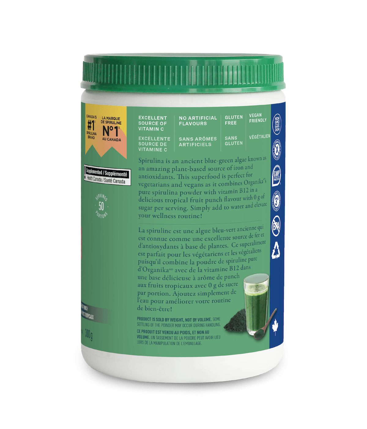 Spirulina + B12 - 250 g - Organika Health Products
